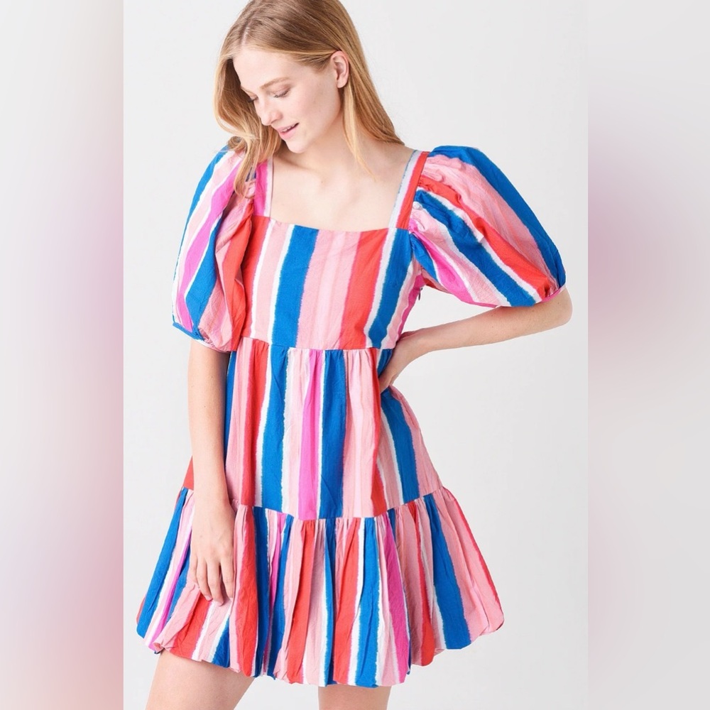 Oliphant Women’s Striped Bubble Skirt Mini Dress